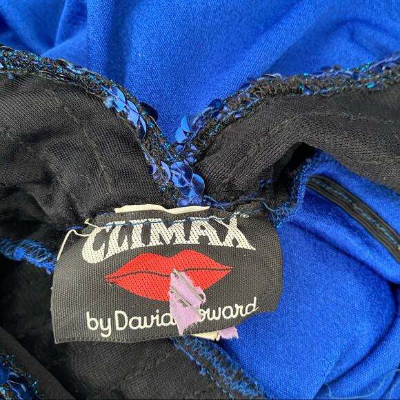 Climax By David Howard Vintage Disco Blue Sequin Dress size small 7/8 - Picture 8 of 8